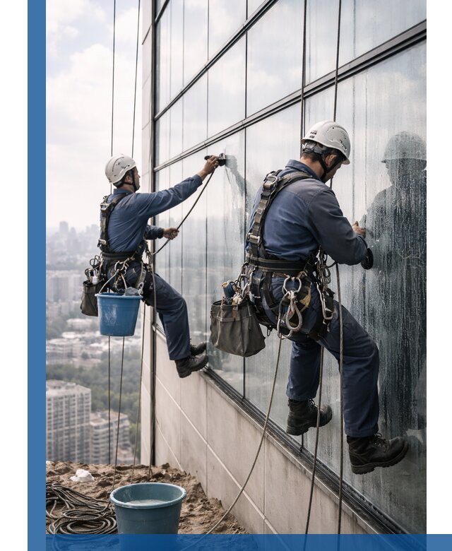 Профессиональная мойка фасадных окон альпинистами в Торжке