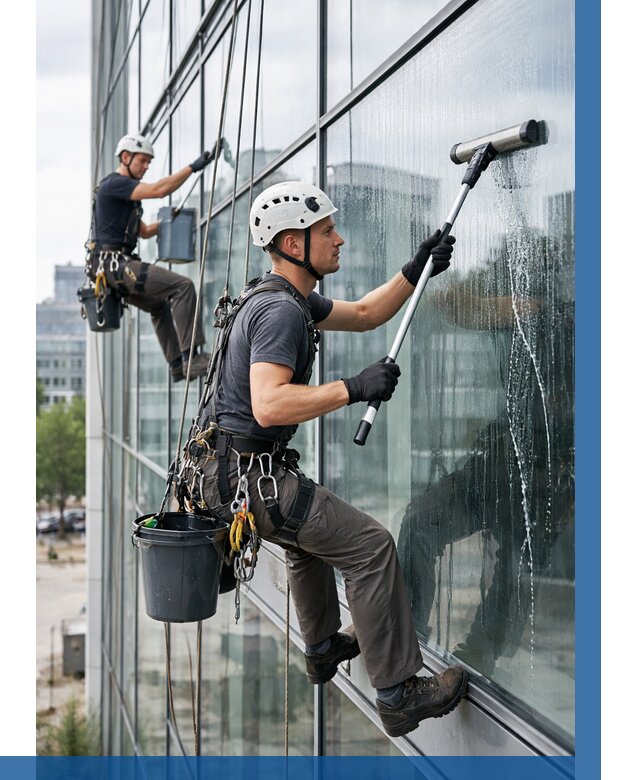 Мойка витражей альпинистами в Торжке от 716 р. под ключ|ВЫСОТНИК-Трж