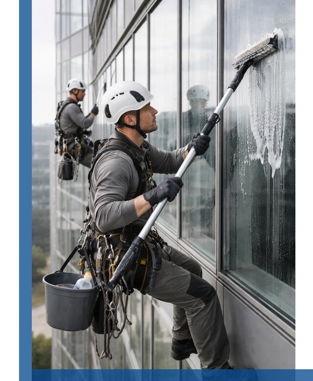 Высотная мойка сплошного остекления с выездом в Торжке