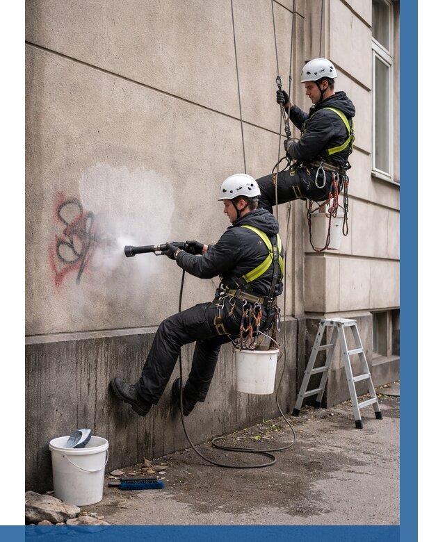 Удаление граффити с фасада в Торжке от 4601 р. | ВЫСОТНИК-Трж