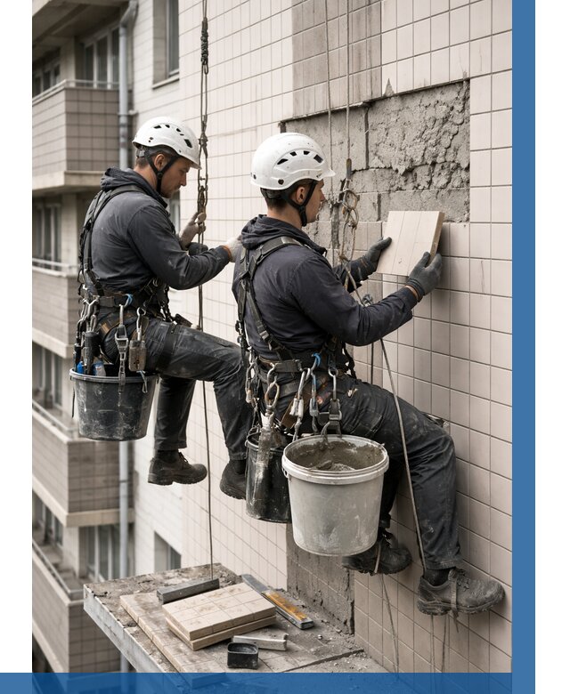 Ремонт облицовки фасада плиткой в Торжке от 1840 р. | ВЫСОТНИК-Трж