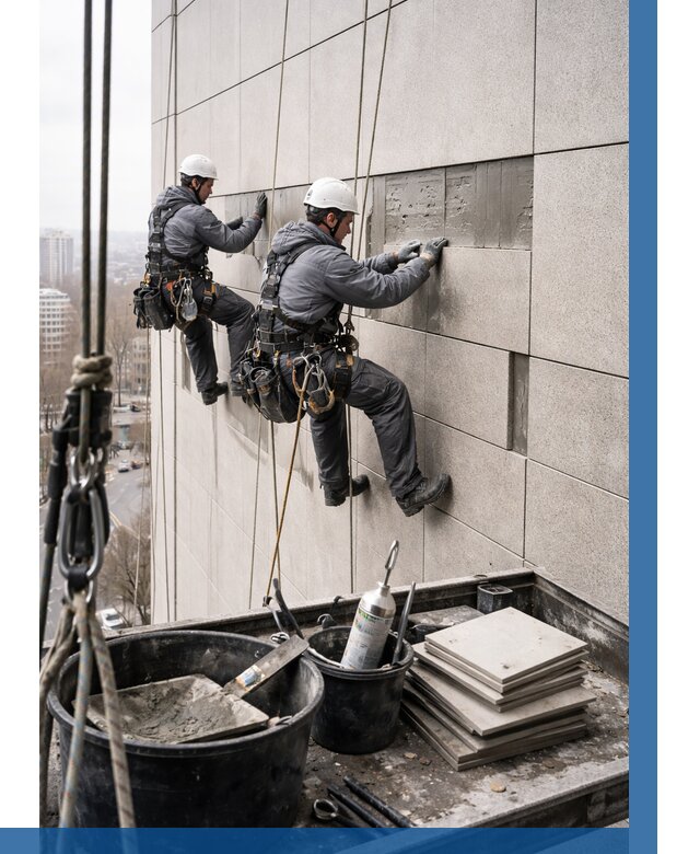 Ремонт фасада из керамогранита в Торжке от 2556 р. | ВЫСОТНИК-Трж