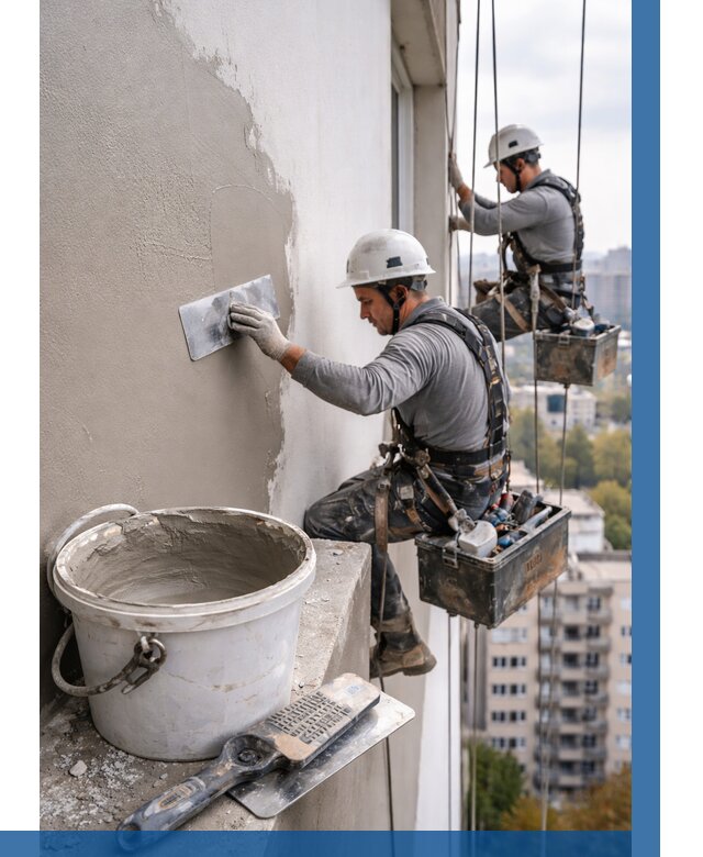 Шпаклевка фасада на высоте в Торжке от 716 р. | ВЫСОТНИК-Трж