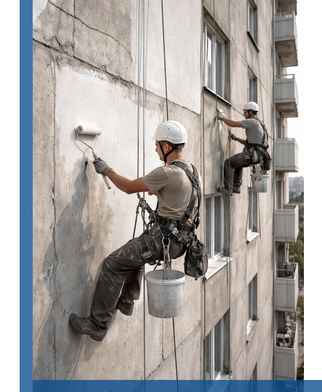 Покраска бетонного фасада в Торжке для жилых и промышленных объектов