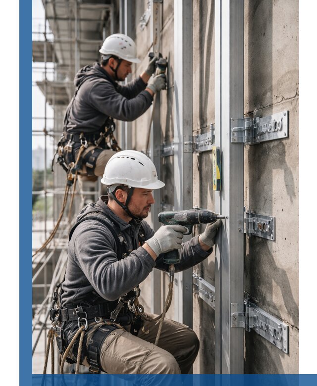 Монтаж и крепление подсистемы вентфасада в Торжке