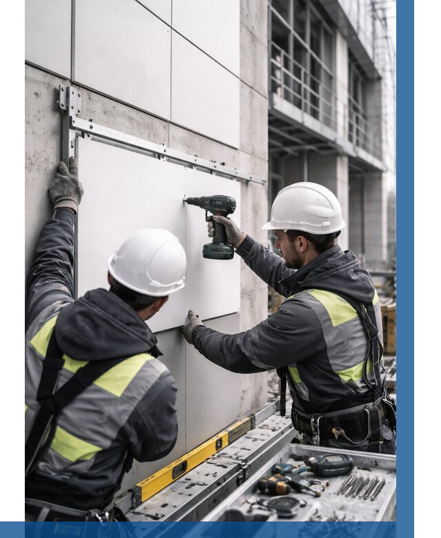 Монтаж композитных панелей фасада в Торжке от 2556 р. | ВЫСОТНИК-Трж