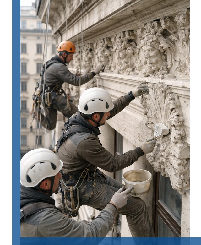 Реставрация фасадной лепнины с высотными работами в Торжке