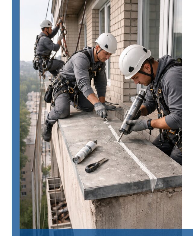 Герметизация балконного козырька в Торжке профессионально