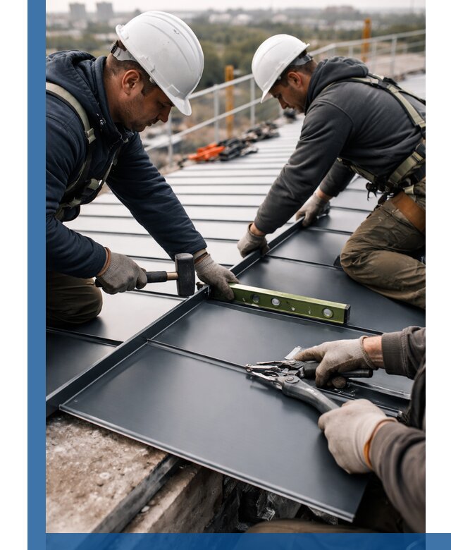 Монтаж фальцевой кровли в Торжке для промышленных зданий