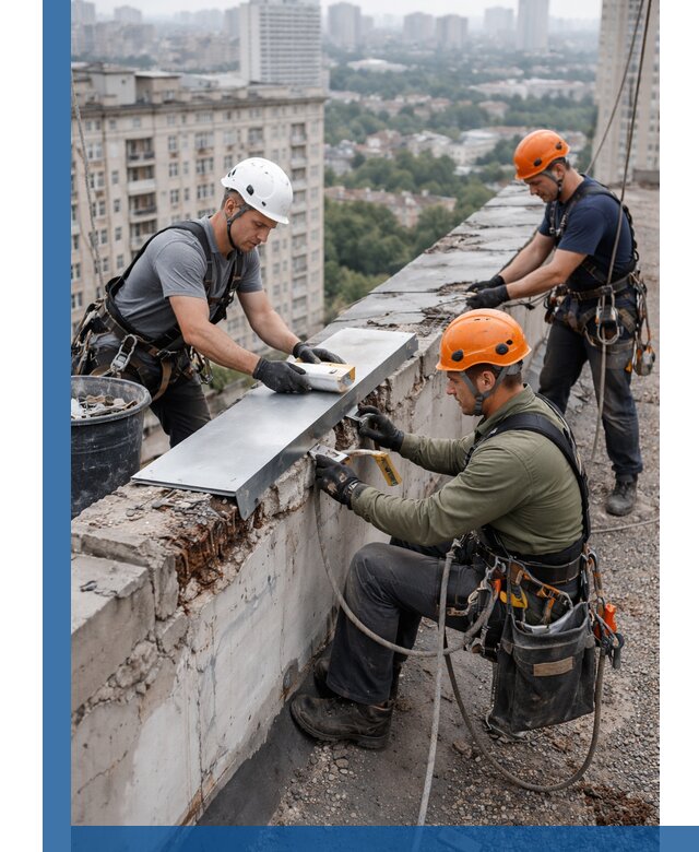 Ремонт парапета на кровле в Торжке, высотные работы с гарантией