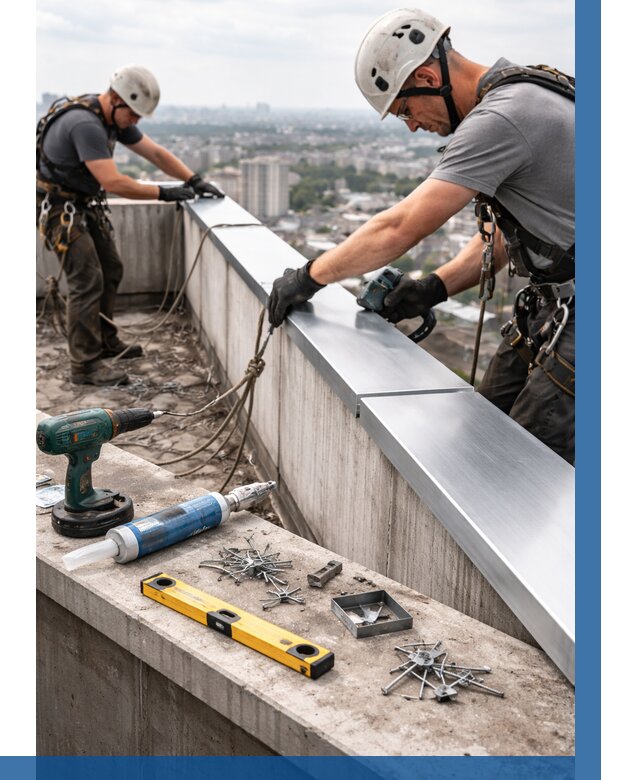 Монтаж парапетных крышек в Торжке от 818 р. | ВЫСОТНИК-Трж