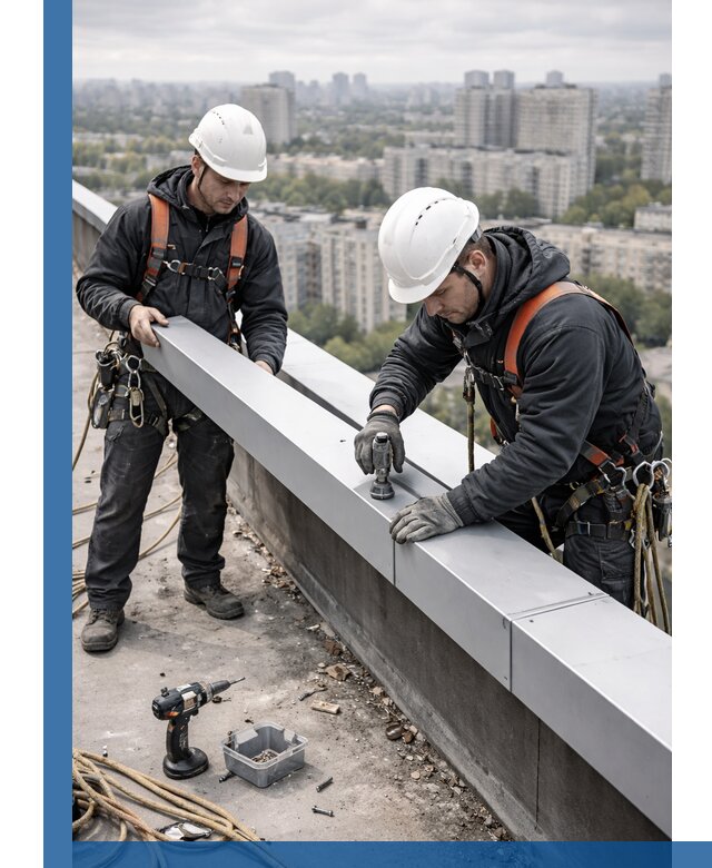 Монтаж парапетных крышек и ограждений кровли в Торжке