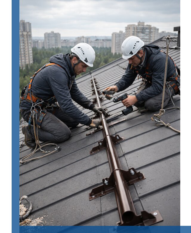 Монтаж снегозадержателей на кровле зданий в Торжке под ключ