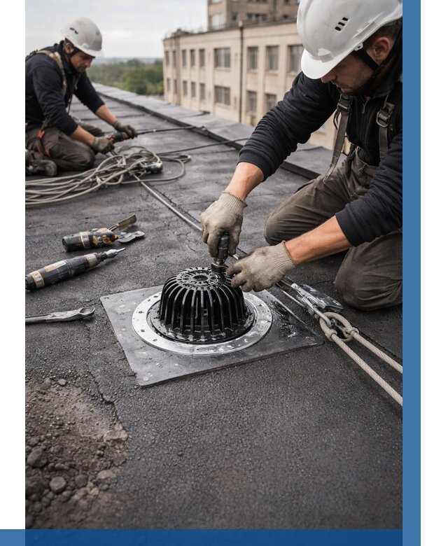 Установка водосточных воронок в Торжке цена от 3578 р. | ВЫСОТНИК-Трж