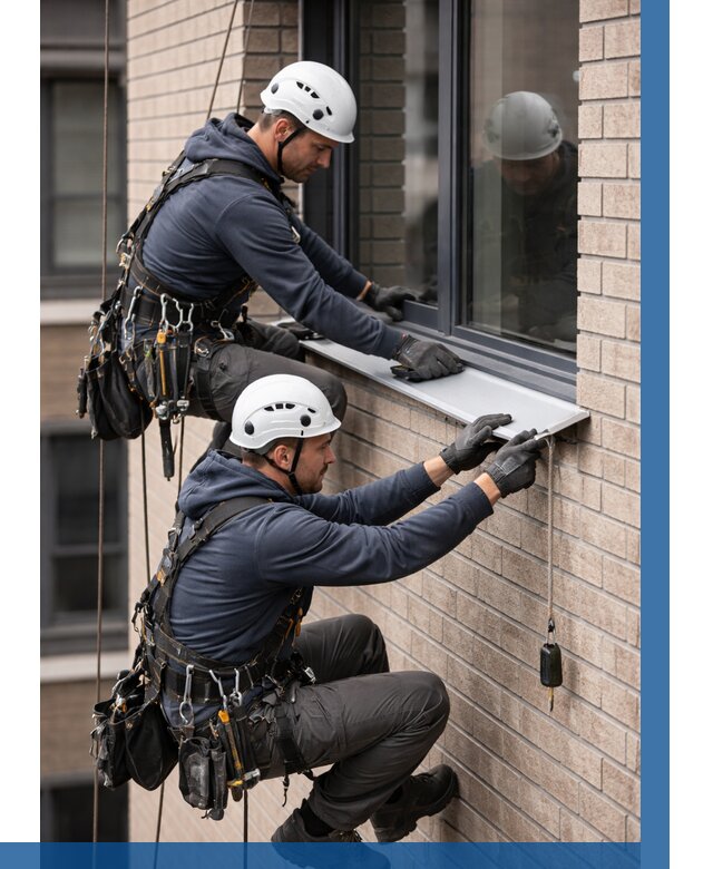 Монтаж оконных отливов под ключ в Торжке от 3578 р. | ВЫСОТНИК-Трж