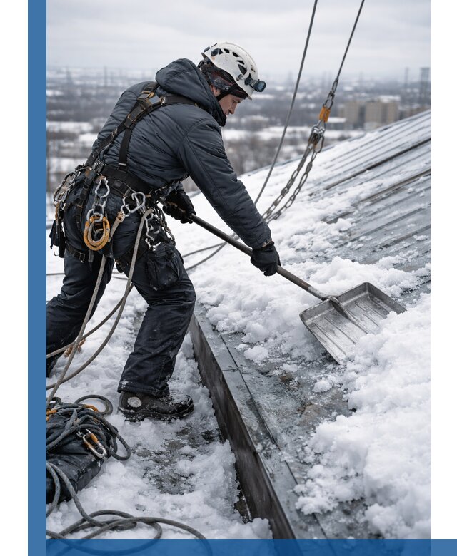 Профессиональная очистка кровли от снега и наледи в Торжке