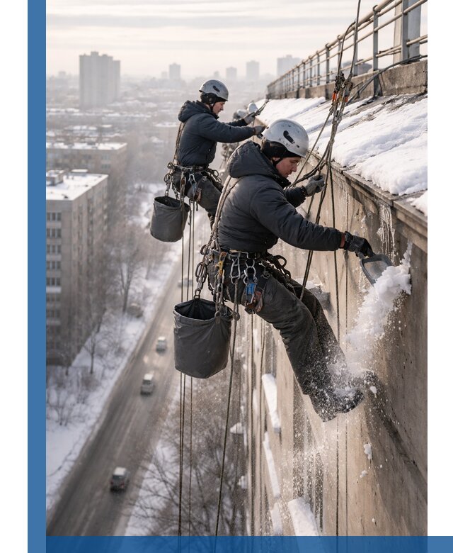 Очистка карнизов от снега в Торжке профессионально и безопасно