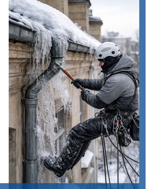 Очистка водостоков от льда в Торжке от 3578 р. | ВЫСОТНИК-Трж