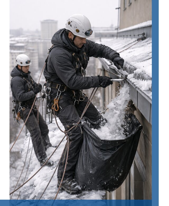 Аварийная очистка крыши в Торжке под ключ от 307 р. | ВЫСОТНИК-Трж