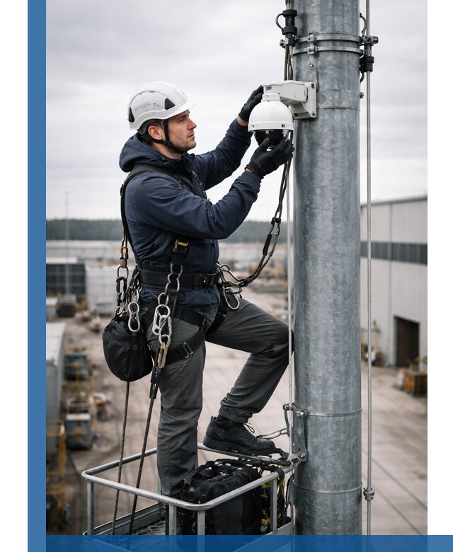 Профессиональная установка видеокамер на мачте в Торжке