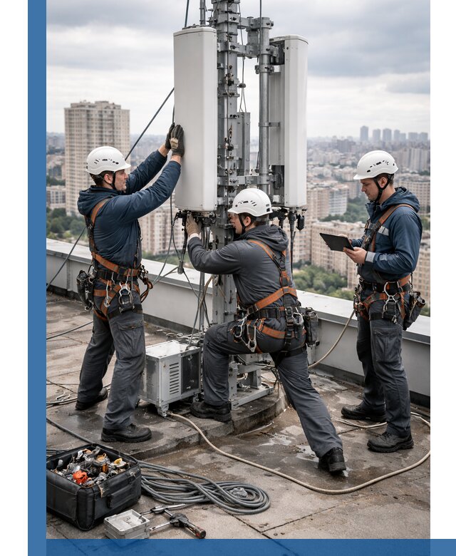 Монтаж антенн связи на крыше в Торжке с вводом в эксплуатацию