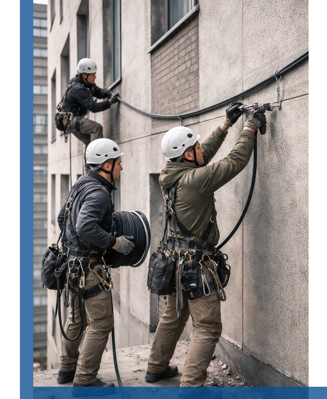 Прокладка кабеля по фасаду в Торжке, профессиональный монтаж