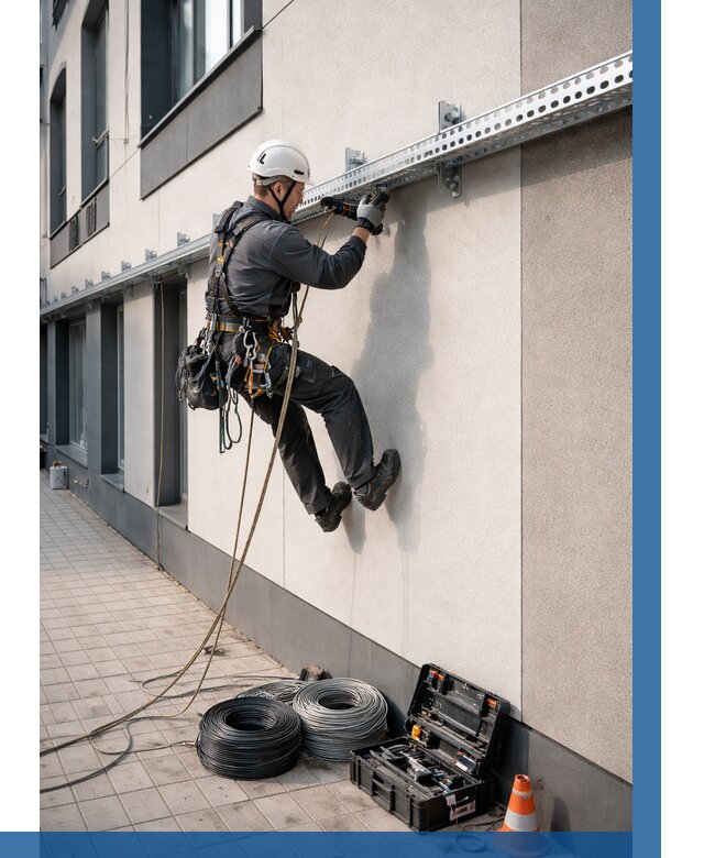 Монтаж кабельных лотков на фасаде в Торжке от 1227 р. | ВЫСОТНИК-Трж