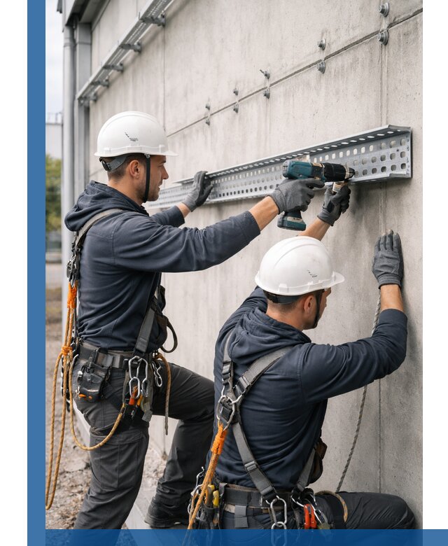 Монтаж кабельных лотков на фасаде зданий в Торжке с гарантией