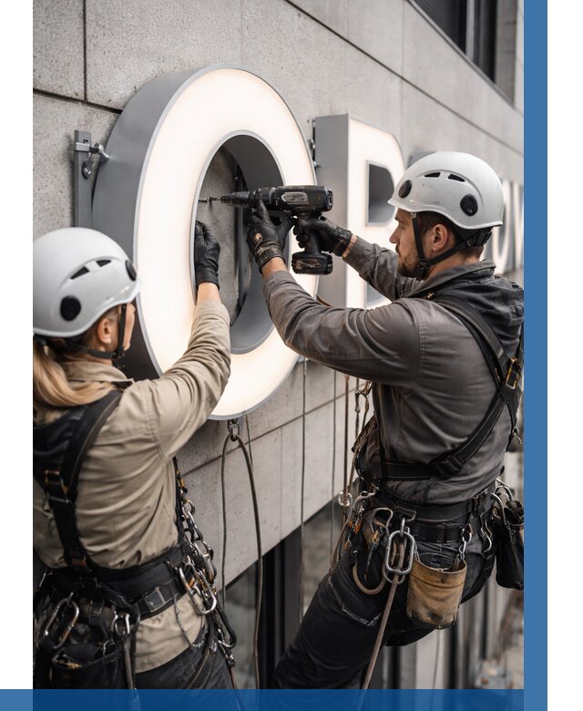 Монтаж световых букв в Торжке от 3067 р. под ключ ВЫСОТНИК-Трж