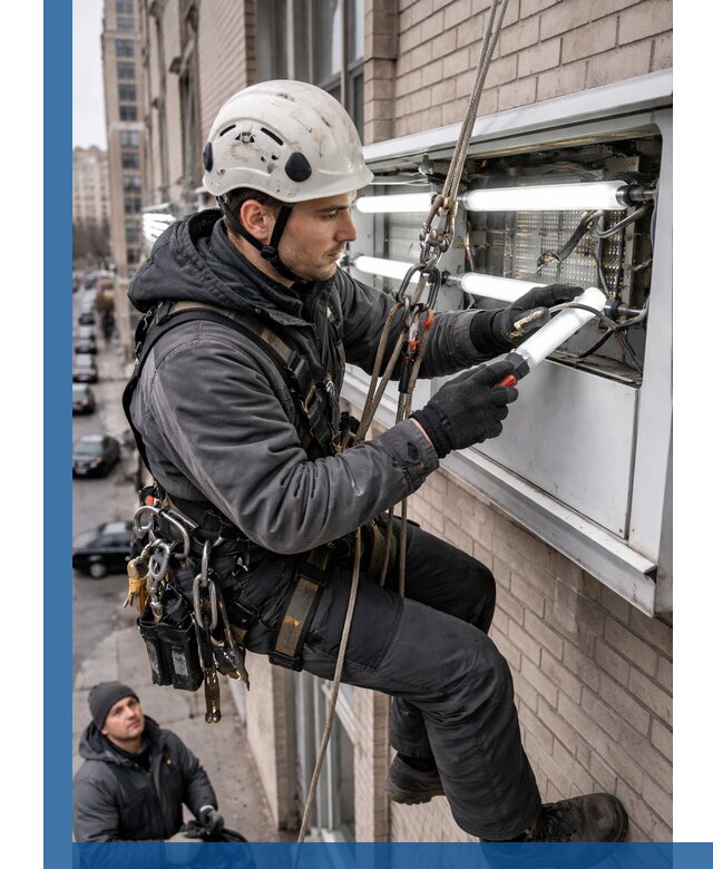 Профессиональная замена ламп в наружной вывеске в Торжке