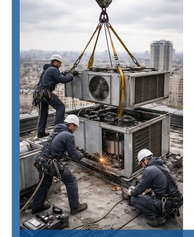 Демонтаж крышной установки в Торжке любой сложности