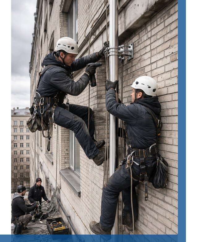 Монтаж флагштока на здании в Торжке от 6646 р. | ВЫСОТНИК-Трж