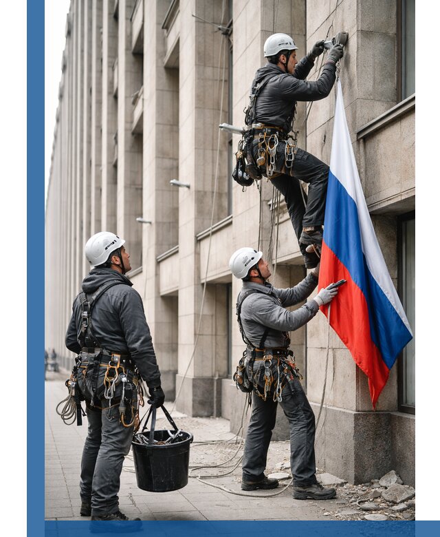 Профессиональная установка флагов на фасаде в Торжке