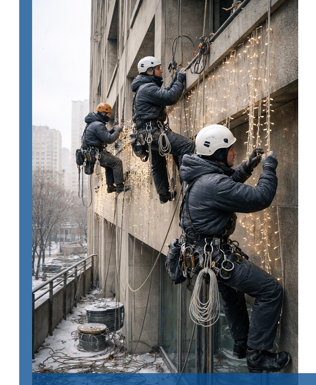 Монтаж новогодней иллюминации и украшение фасадов в Торжке