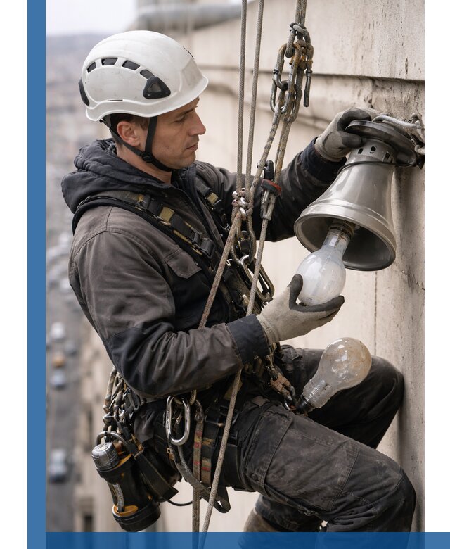 Замена ламп на высоте в Торжке профессионально и быстро