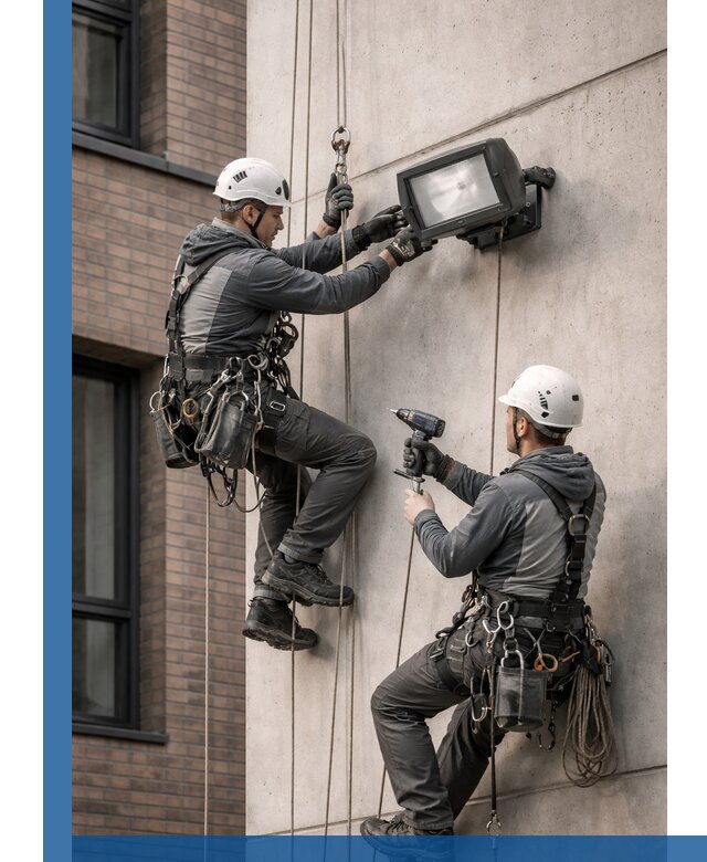 Профессиональный монтаж фасадных прожекторов в Торжке под ключ