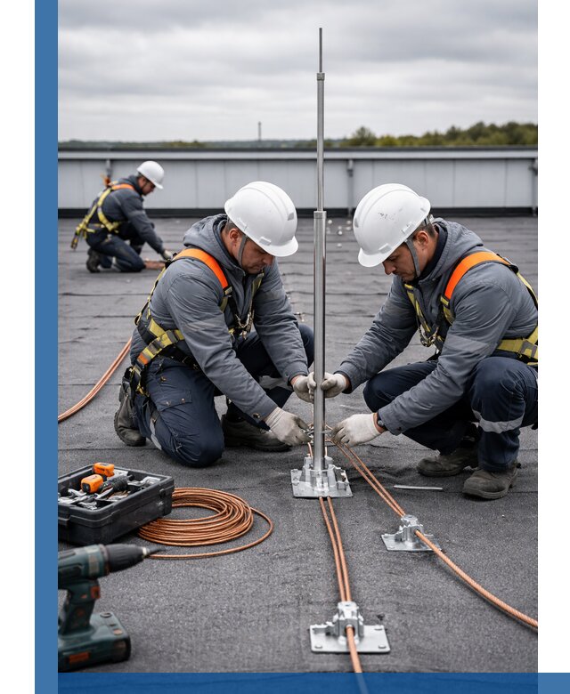 Монтаж молниезащиты на кровле в Торжке под ключ с гарантией