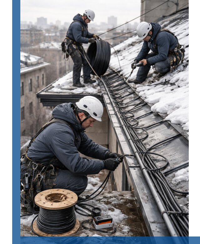 Монтаж греющего кабеля на кровле в Торжке под ключ