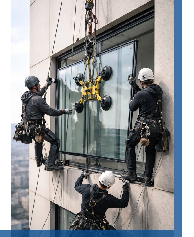 Монтаж стеклопакетов на высоте в Торжке от 3272 р. | ВЫСОТНИК-Трж