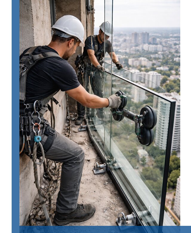 Монтаж стеклянных ограждений под ключ с гарантией в Торжке