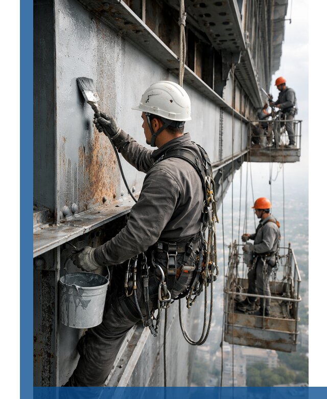 Покраска металлоконструкций на высоте в Торжке профессионально