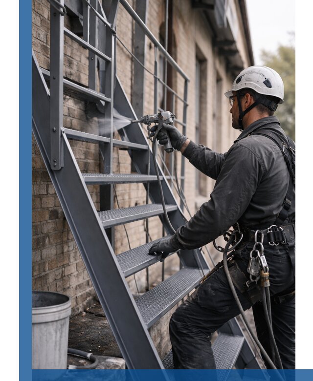 Покраска и антикоррозионная защита пожарных лестниц в Торжке