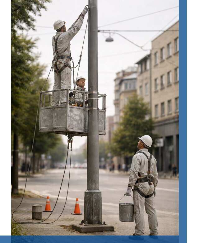 Покраска опор освещения в Торжке от 5112 р. | ВЫСОТНИК-Трж