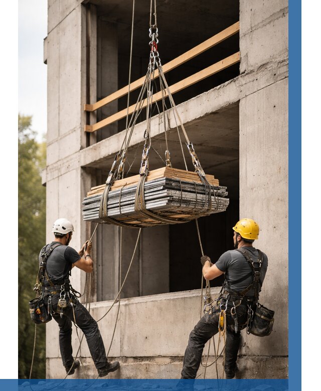 Подъем материала на этаж веревками в Торжке от 1534 р. | ВЫСОТНИК-Трж