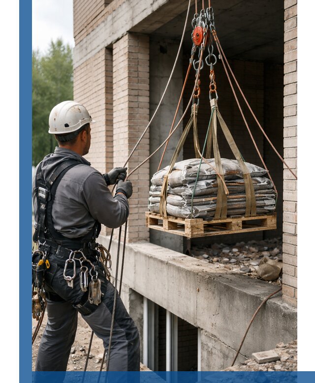 Подъем материалов на этаж веревками в Торжке оперативно