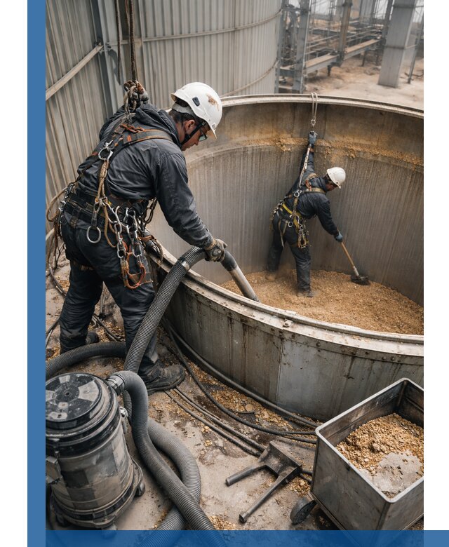 Профессиональная чистка зерновых бункеров в Торжке с выездом