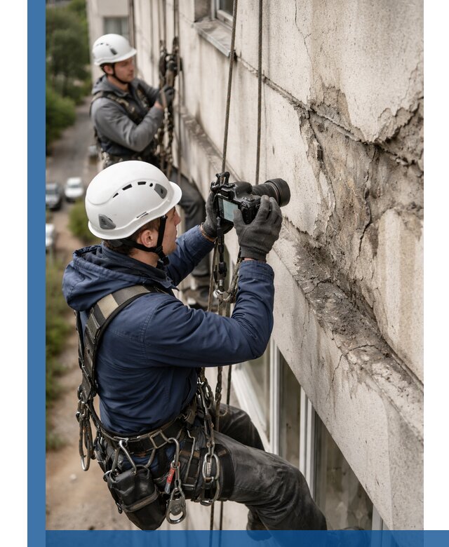 Фотофиксация дефектов фасада с высотной съемкой в Торжке