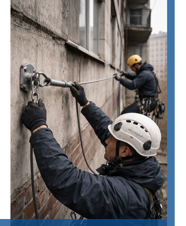 Монтаж анкерных линий в Торжке от 3067 р. | ВЫСОТНИК-Трж